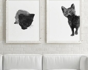 原画#3432 窓　黒猫　雨　フランス　水彩画　ドローイング　インテリア　アート 原画#3432 窓 黒猫 雨 フランス 水彩画 ドローイング インテリア