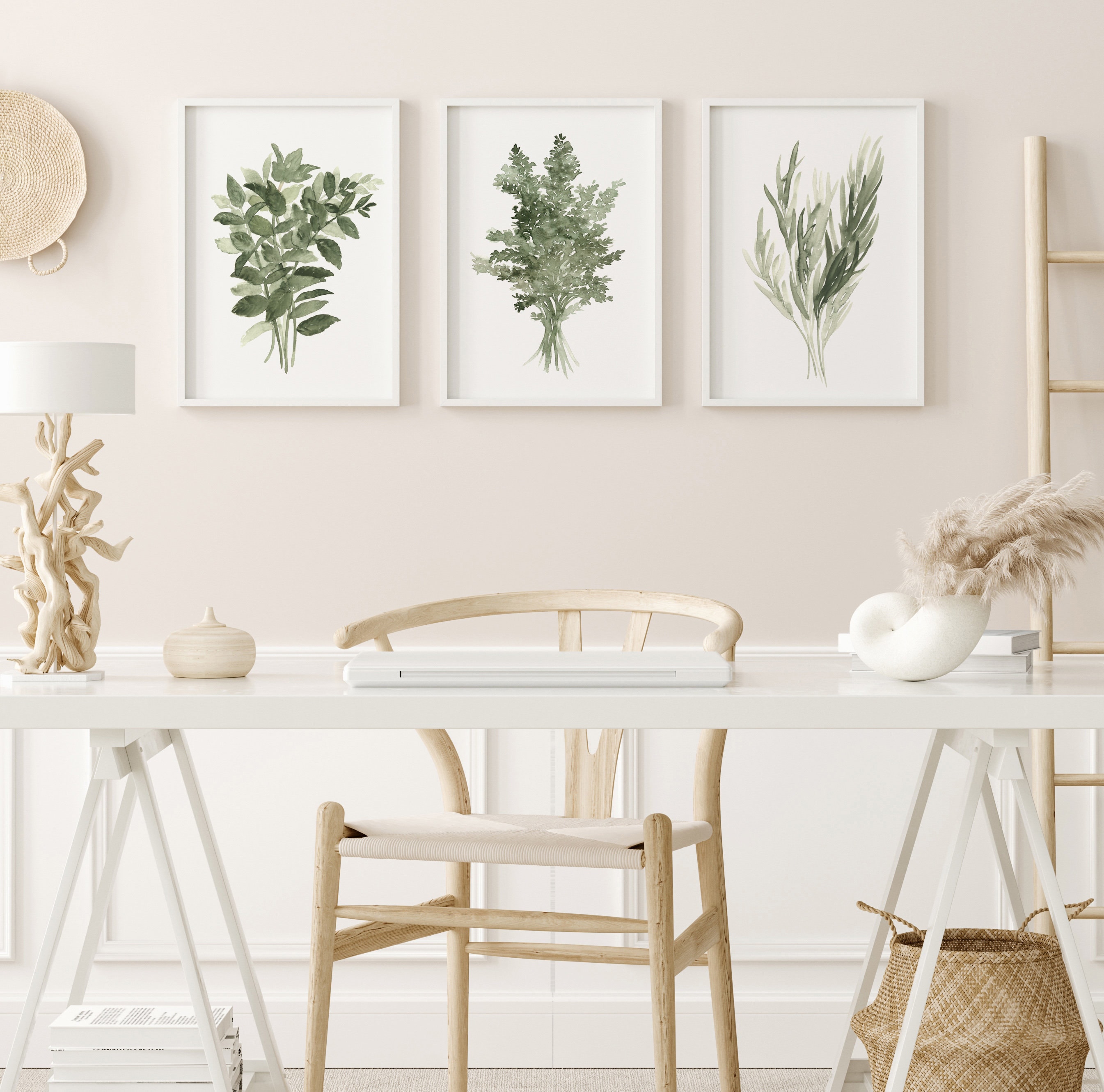 Photo inspiration: Minimalist Painting Green Wall Decor Extra Large Herb Artwork Set Photo Inspiration