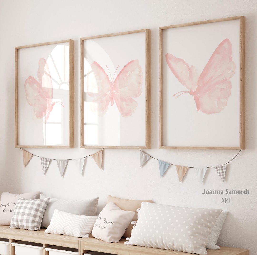 Blush Pink Butterfly Nursery Prints. Baby Girl Room Wall Art, Perfect ...