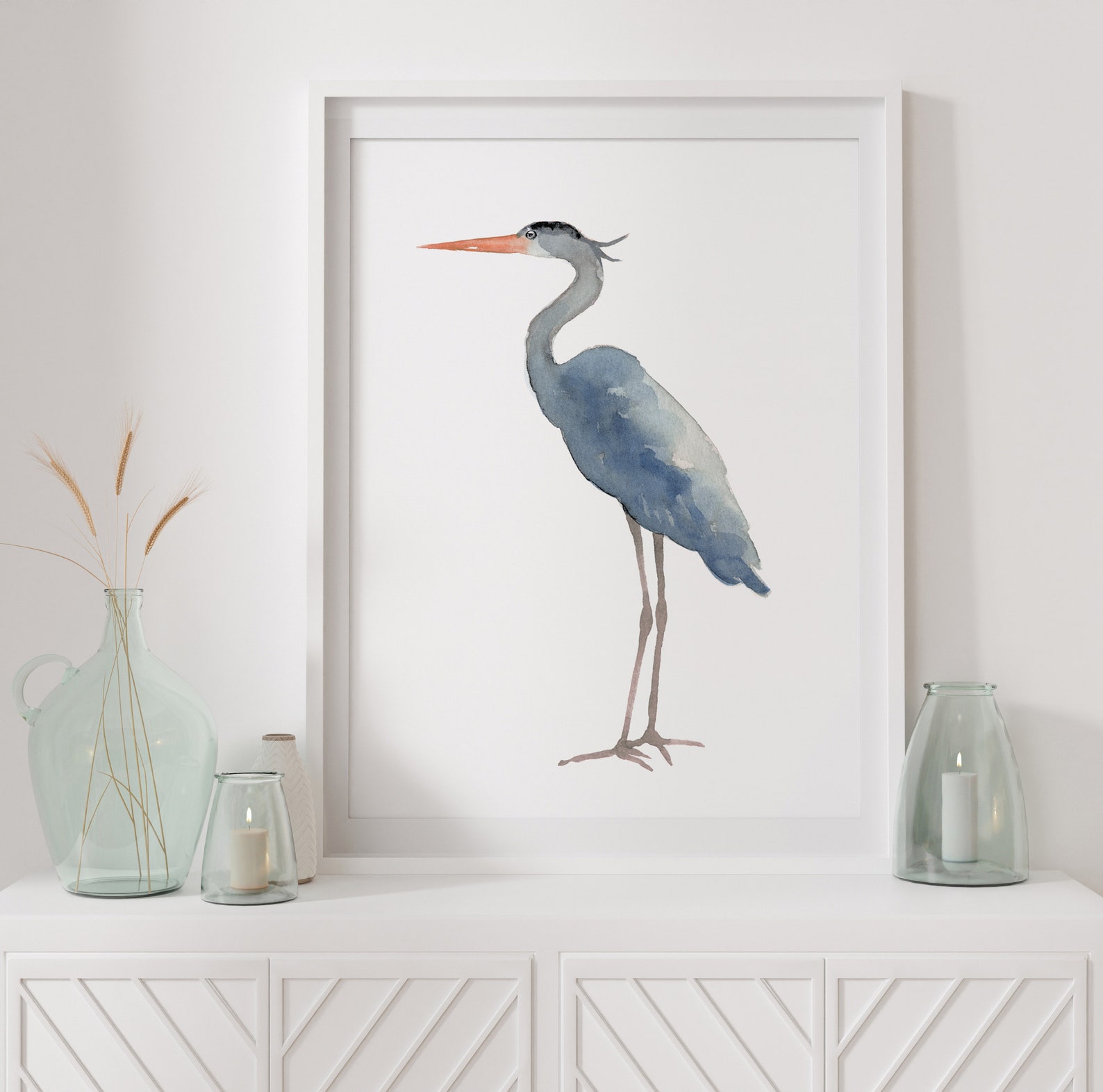 Heron Wall Decor Egret Home Decor Heron Wall Art Blue Heron Etsy
