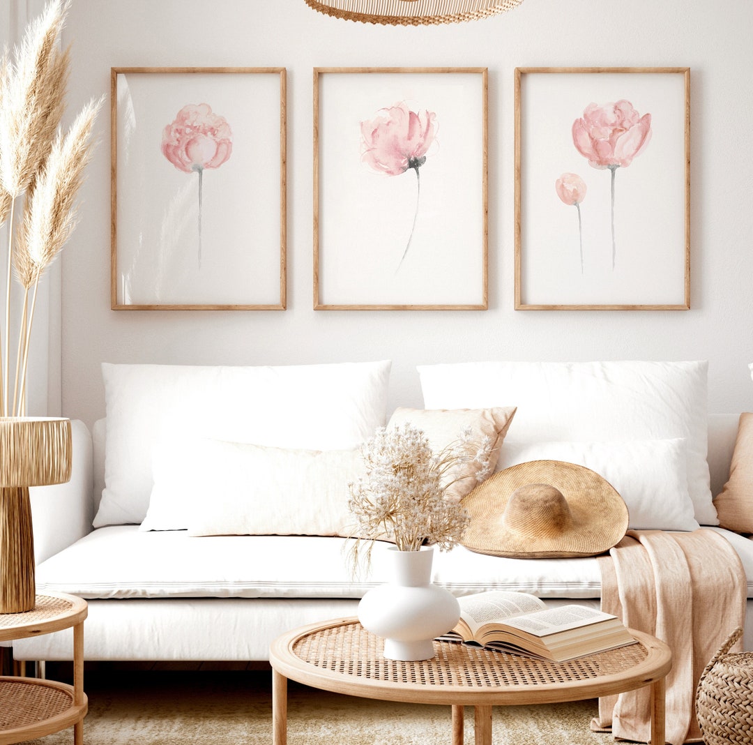 Peony Wall Art, Peony Art Print, Peony Abstract Decor, Extra Large ...