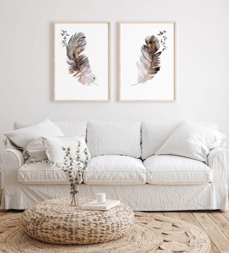 Feather Art Feather Wall Decor Feather Home Decor Birds of Etsy