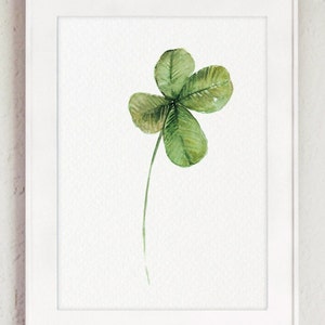 HAPPY St. Patrick&#39;s DAY, art mural trèfle, impression d&#39;art trèfle, trèfle à quatre feuilles aquarelle