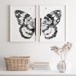Butterfly Print, Extra Large Wall Decor, Two Piece Modern Wall Art, Abstract Wings set of 2, Minimalist Painting Nursery Home Decor