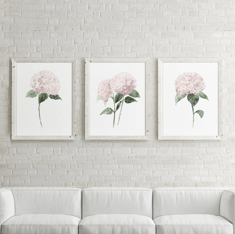 Hydrangea Painting Hydrangea Print Hydrangea Wall Art Pink - Etsy