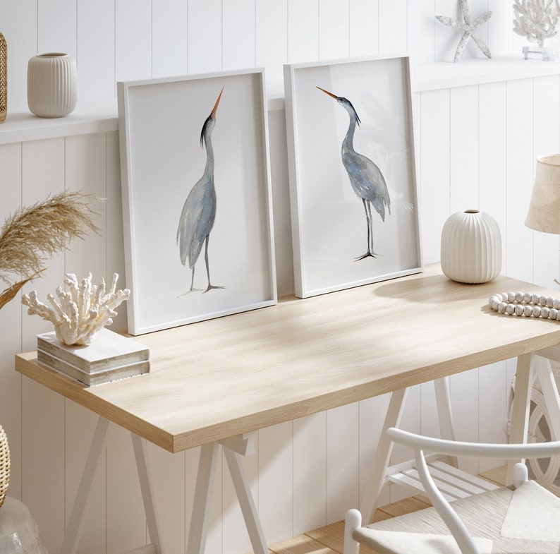 Extra Large Painting Heron Wall Art Heron Prints Heron Art Etsy