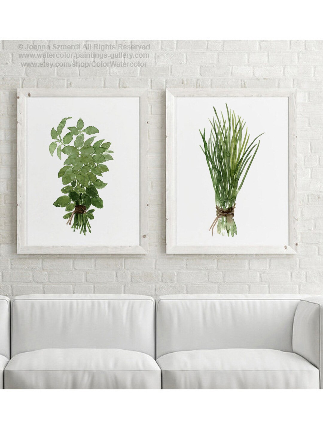 Basil Chive Herbs Bundle Greenery Herb Art Print Kitchen Wall Decor ...