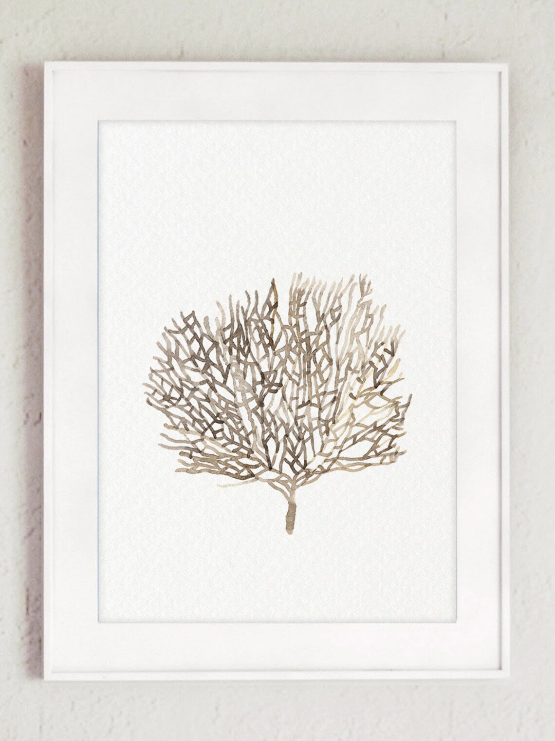 Sea Fan Coral Art Print Tan Sea Life Wall Art Beige Print Etsy