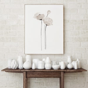 Poppy Print Wall Art, Poppy Prints, White Poppy Art Print, Poppy Flower Wall Decor Watercolor Painting