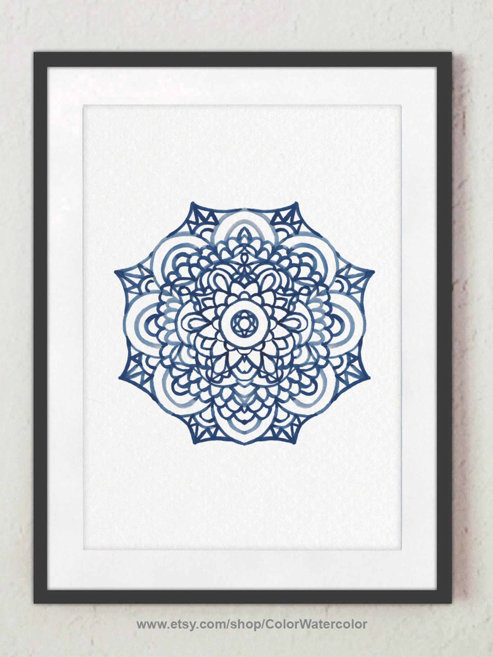 Mandala Wall Art Set of 3 Prints Navy Blue Mandala Print Set - Etsy