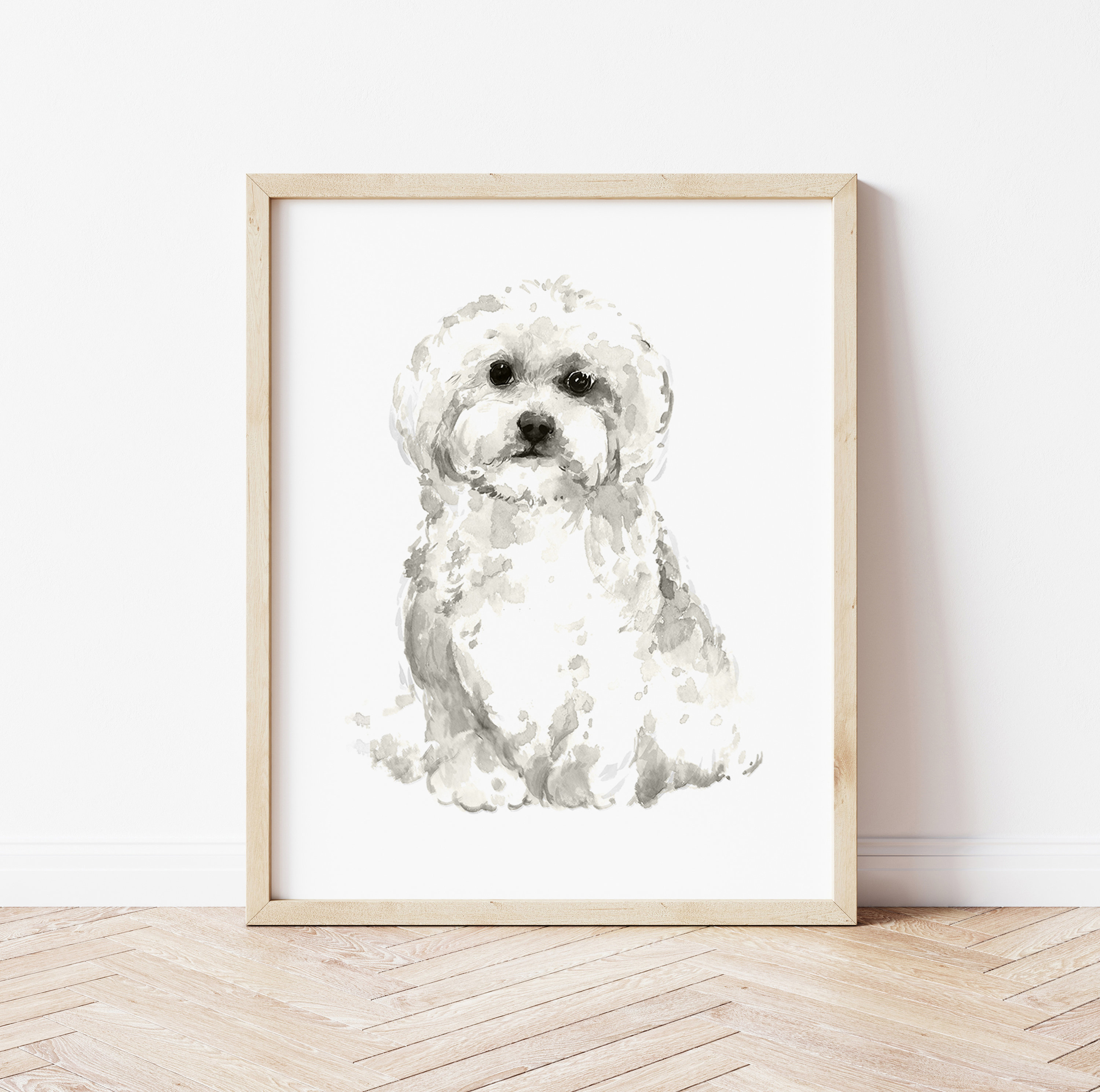 マルチーズ ペット 犬 動物 原画 アート 絵画 画家 インテリア イラスト まなざし - マルチーズ犬の子犬 No.1】アートポスター 犬の絵 犬