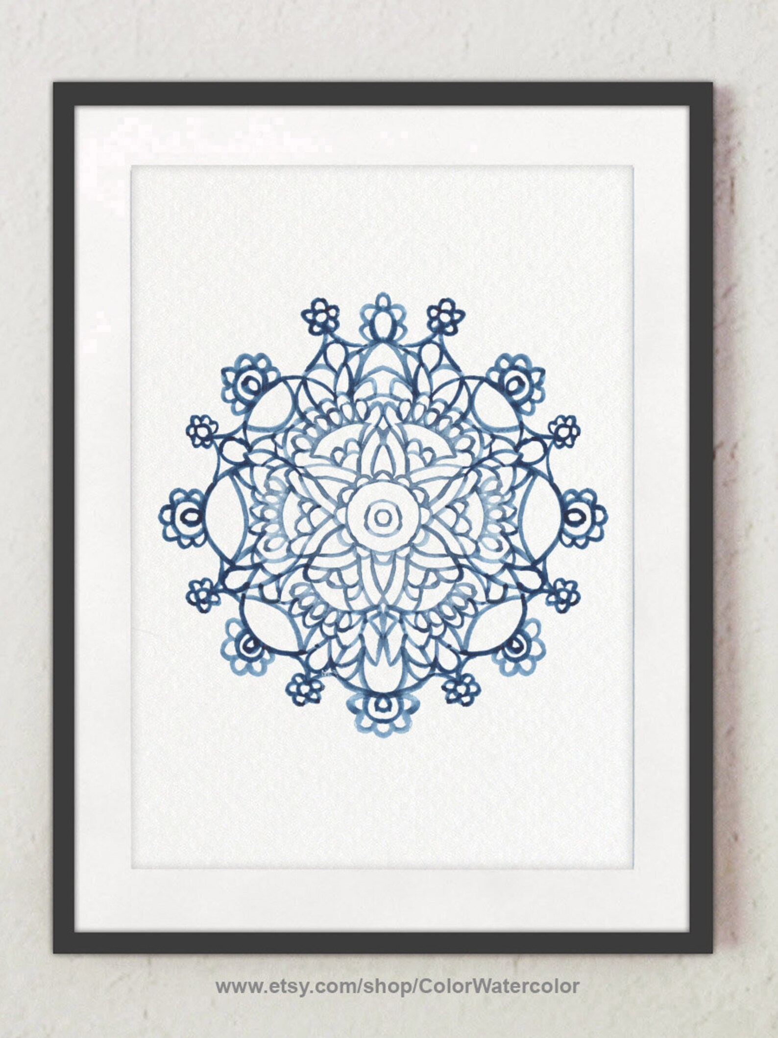 Mandala Wall Art Set of 3 Prints Navy Blue Mandala Print Set - Etsy