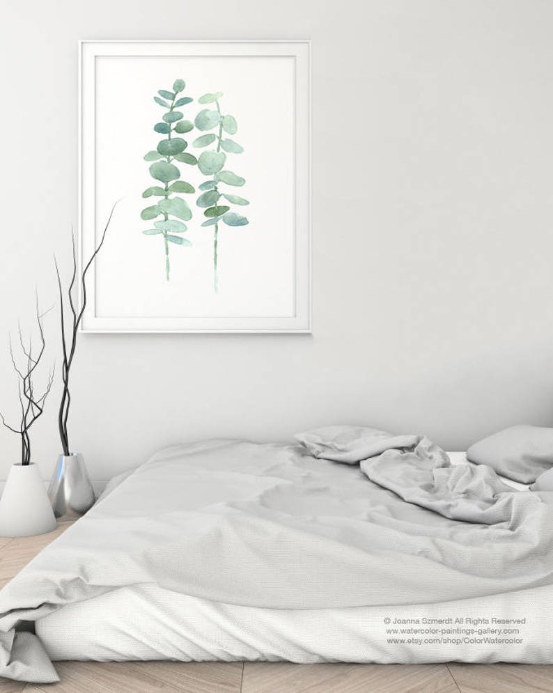 Eucalyptus Canvas Fine Art Print set 2 Green Botanical Living Etsy