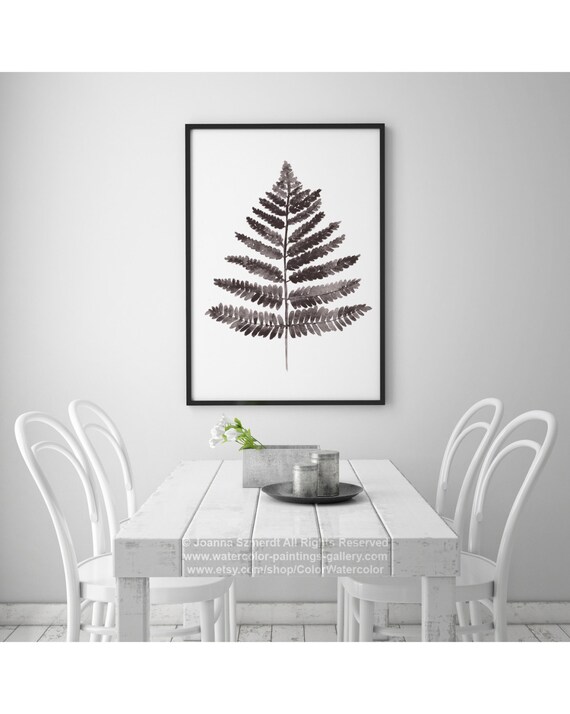 Brown Fern Painting Cappuccino Floral Kitchen Decor Living Etsy