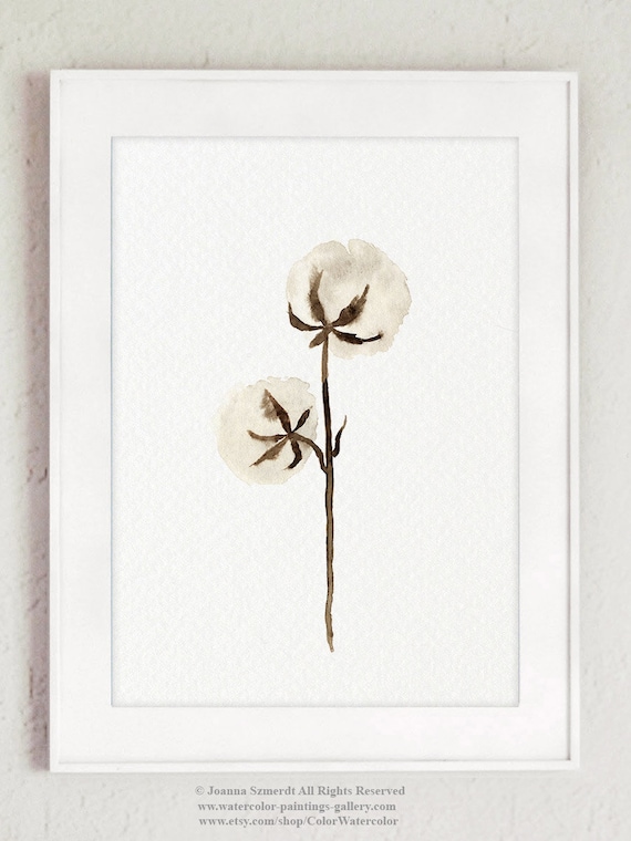 Coton Fleur Illustration Mariage Anniversaire Dessin Art Print Salon Décor Abstrait Home Design Mural Plante Blanche Motif
