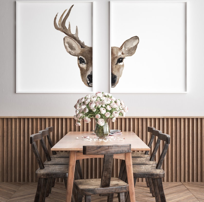 Master Bedroom Wall Deer and Buck set of 2 image 1