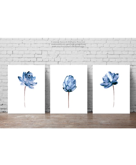 Lotus Flower Illustration Water Flowers Print Floral Painting Etsy