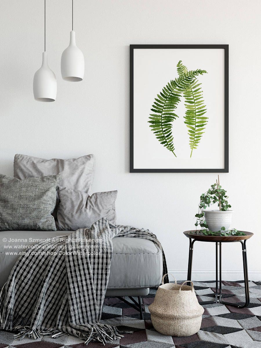 Fern Art Print set 6 Ferns Botanical Prints Light Green Plants | Etsy