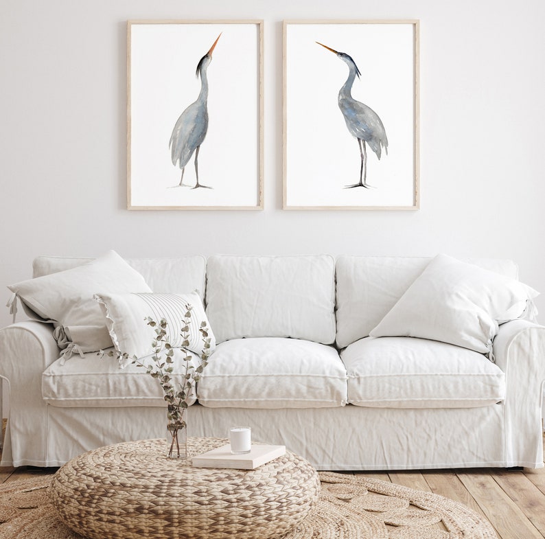 Extra Large Painting Heron Wall Art Heron Prints Heron Art Etsy
