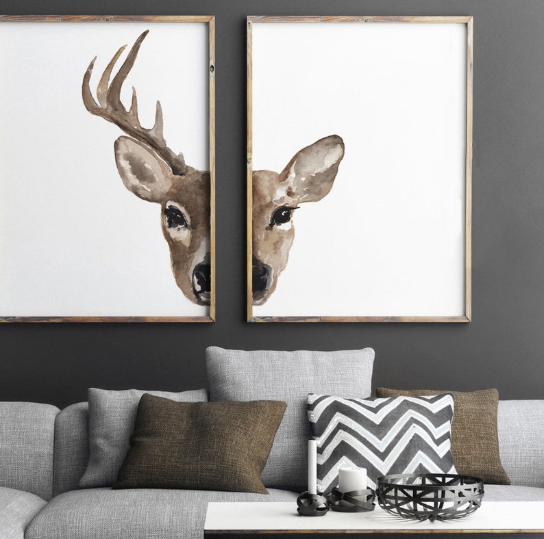 Master Bedroom Wall Deer and Buck set of 2 image 3