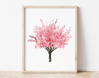 Árbol de arte de pared rosa con decoración de flores de cerezo