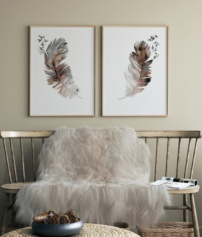 Feather Art Feather Wall Decor Feather Home Decor Birds of - Etsy