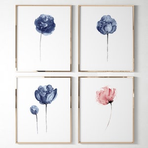 Marineblauwe pioenroos set van 4 inch