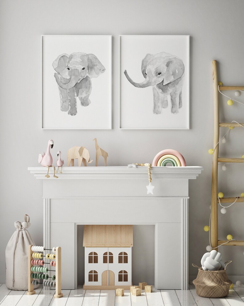 Elephant Wall Decor Elephant Wall Art Elephant Nursery Art Etsy