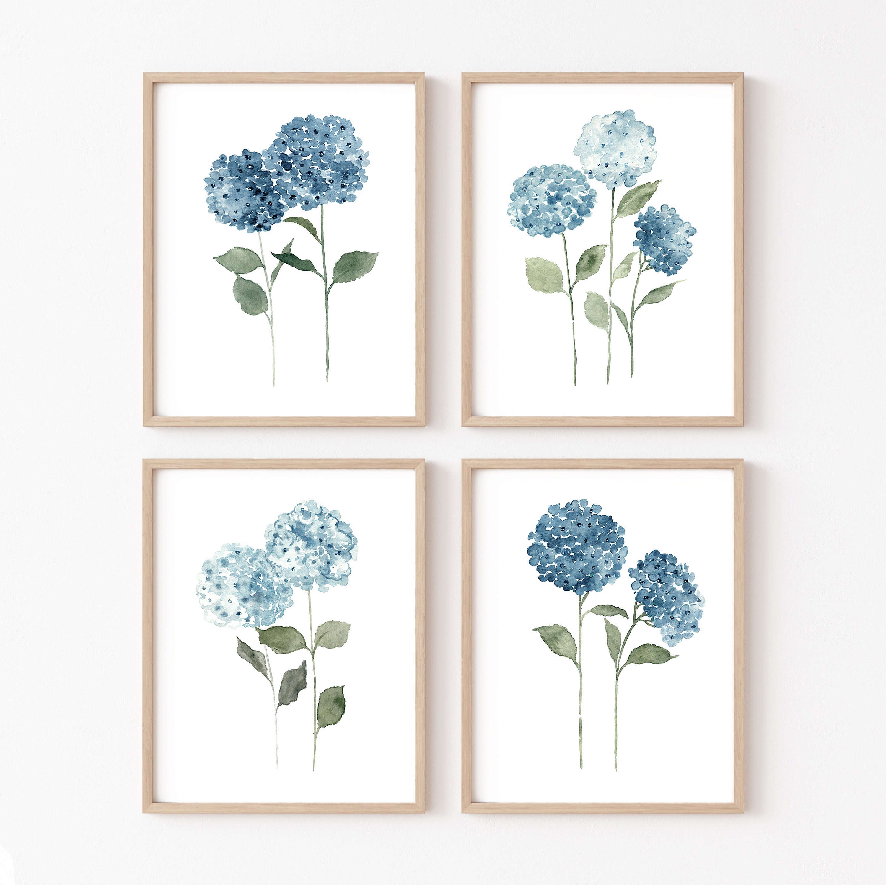 Blue Hydrangea Floral Watercolor Print, Hydrangea Wall Art Flower Wall ...