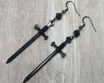 Enchanted Sword Stainless Steel Beaded Earrings