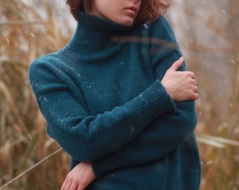High Neck Sweater, knit, Hand Knit Sweater, Thick Knit Sweater, Oversize Sweater, Organic, alpaca sweater, sweaters