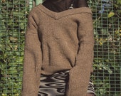 Cashmere sweater. Very light weight, warm and fluffy, oversized sweater. V-neck, luxurious, loose sweater made of cashmere, wool and acrylic