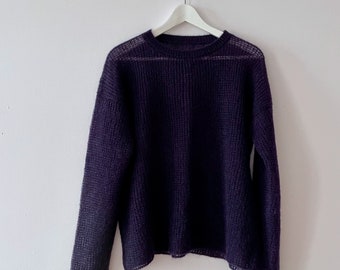 Crocus - Women's Purple Alpaca Sweater Lightweight Sweater, Italian Textile Sweater, Round Neck Sweater, Handmade Clothing, Cozy Sweater