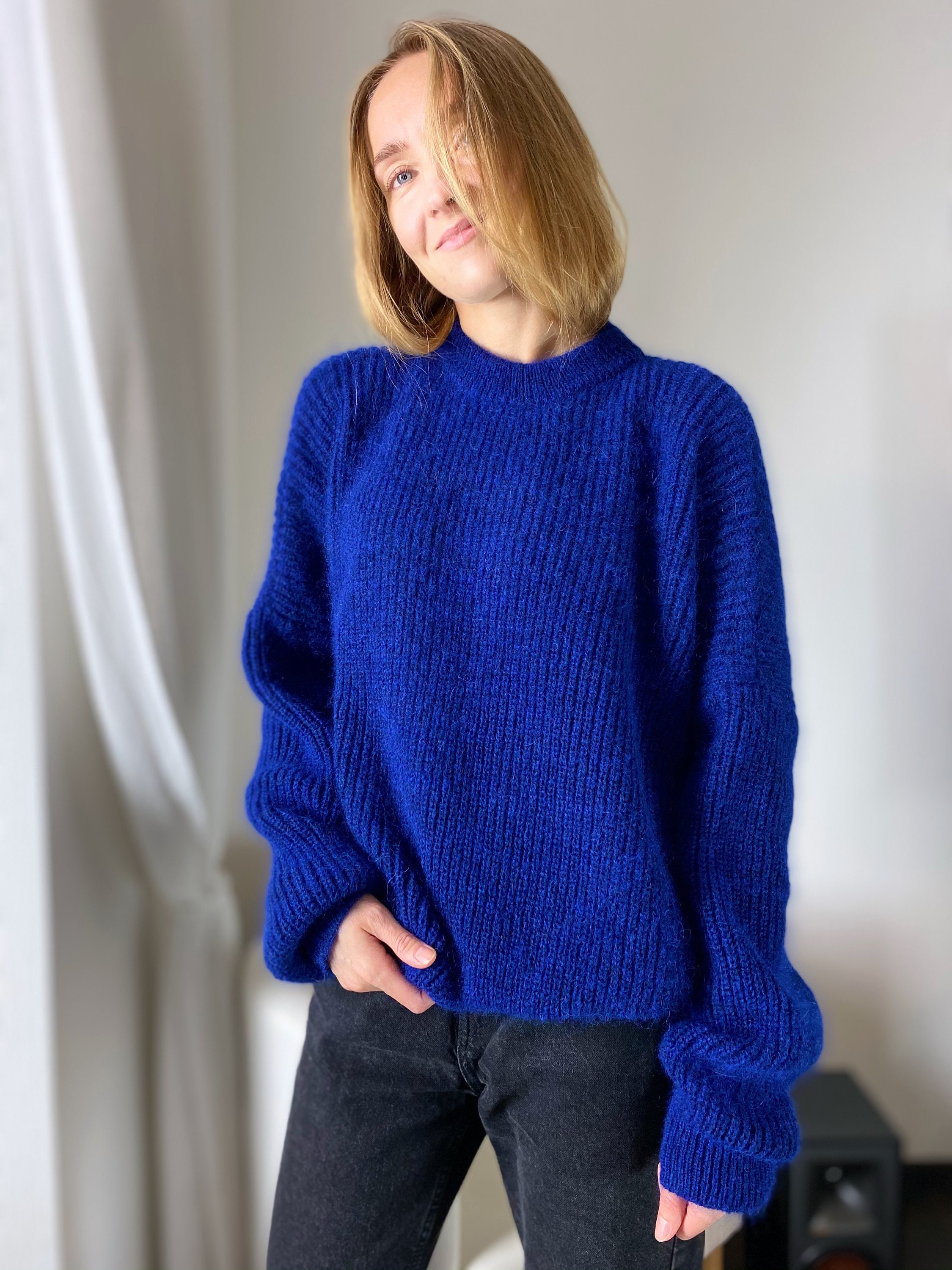 royal blue cashmere sweater womens
