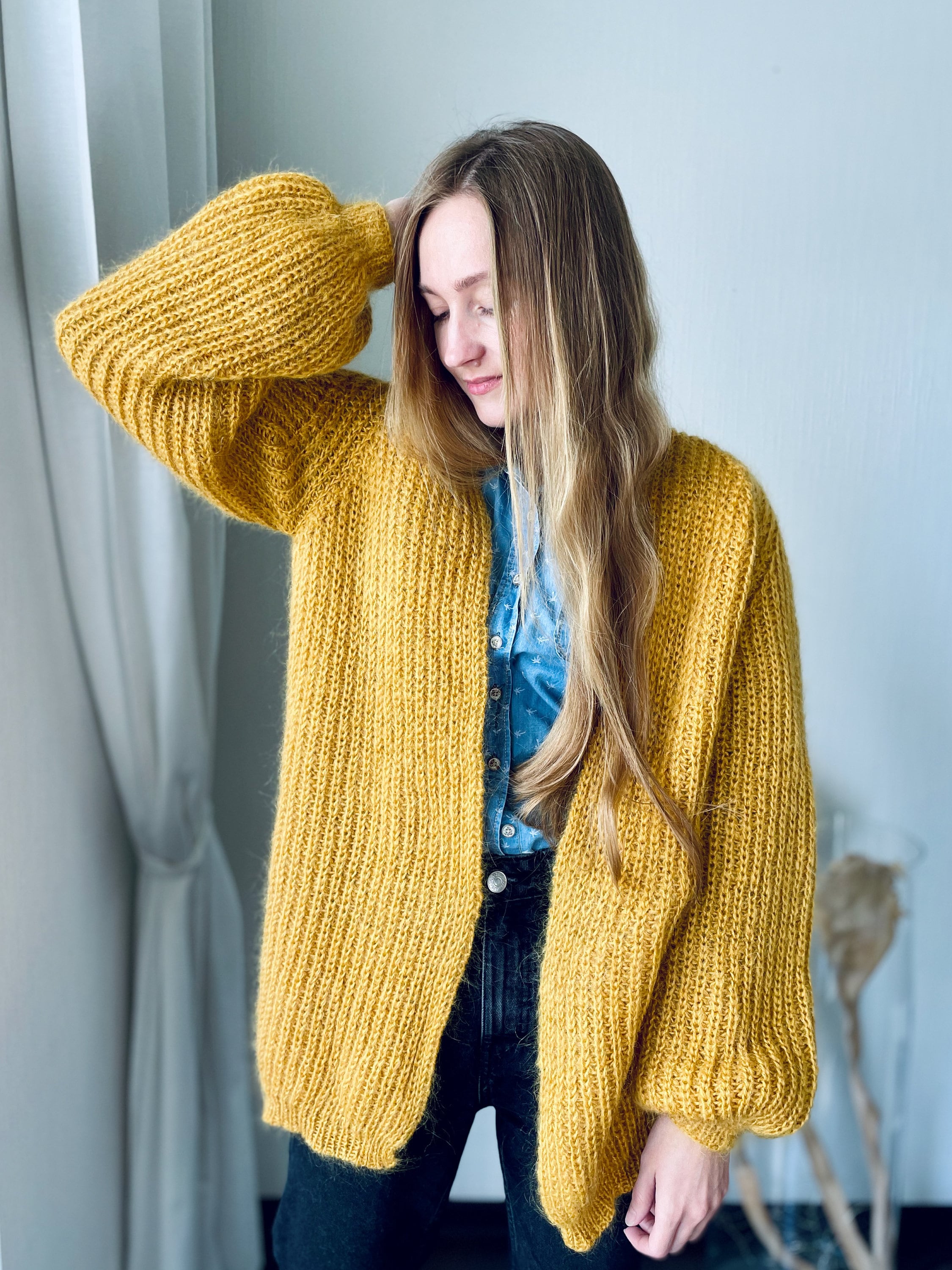 BYYAWorld Mohair Long Cardigan, Chunky, Open Front Cardigan, Hand Knit Sweater, Hand Knit Sweater, Handmade Sweater, Oversize, Cashmere Sweater
