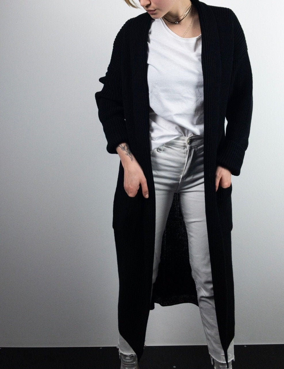 Long Black Cardigan - Etsy