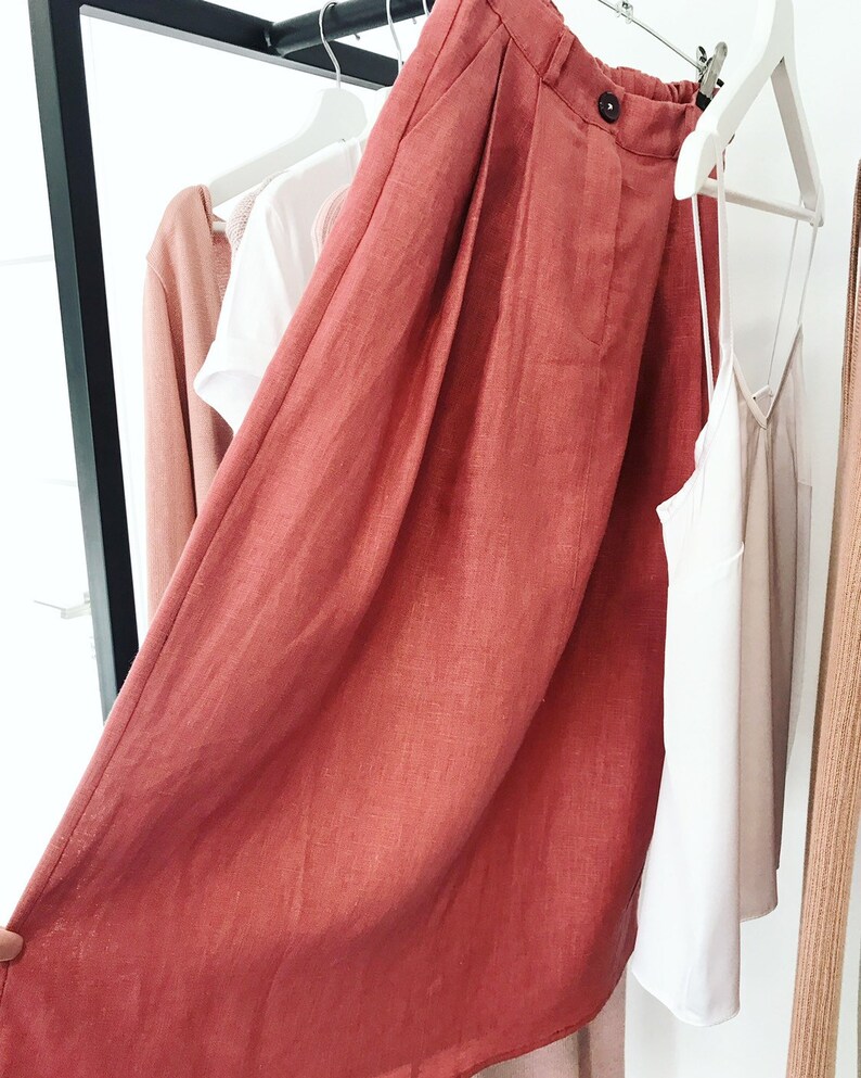 A Line Skirt A Line Linen Skirt in Boho Style Linen Clothing Old Rose Linen Boho Skirt A Line Midi Skirt made of 100/% Organic Linen