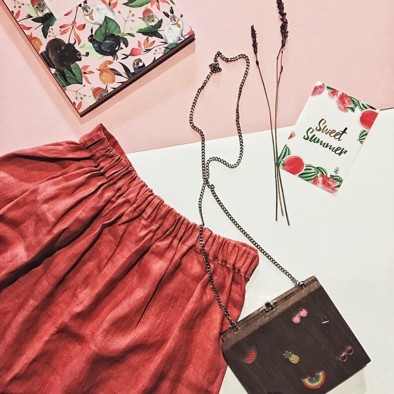 A Line Skirt A Line Linen Skirt in Boho Style Linen Clothing Old Rose Linen Boho Skirt A Line Midi Skirt made of 100/% Organic Linen