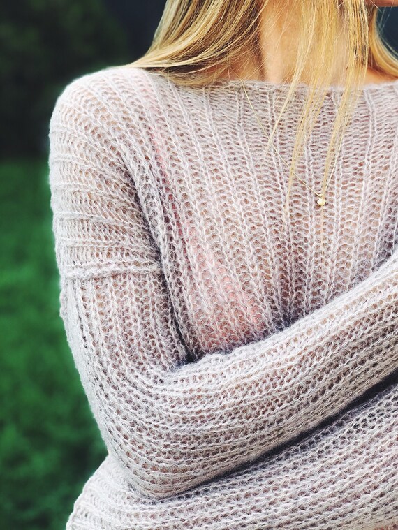 BYYAWorld Loose Knit Sweater, Bohemian Sweater, Wedding Sweater, Beige Sweater, Mohair Pullover, Cozy Sweater, Boho Sweater, Bridal Sweater