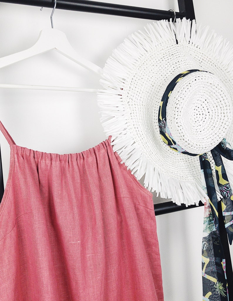 Linen and Cotton Sundress in Boho Style Linen Dress Boho Sundress Linen Sundress for Summer Vacation Hippie Sundress Women