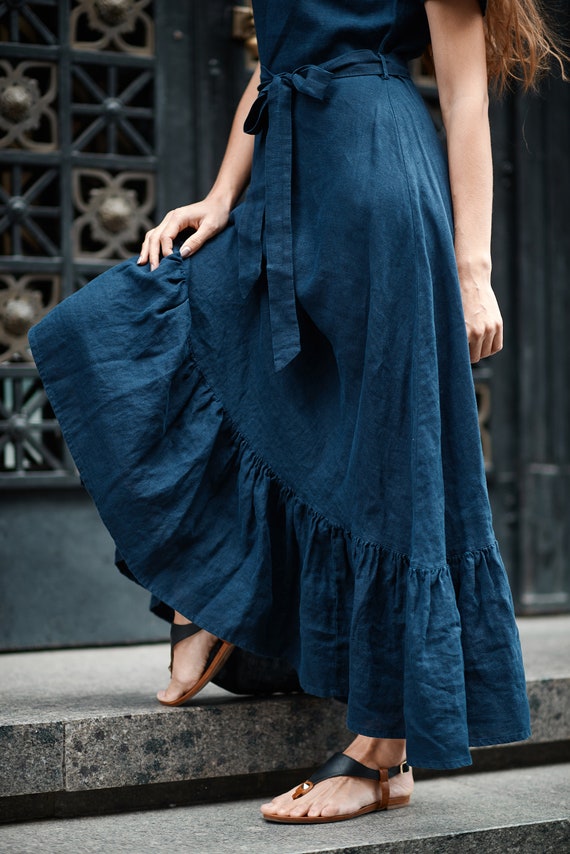 linen dress navy