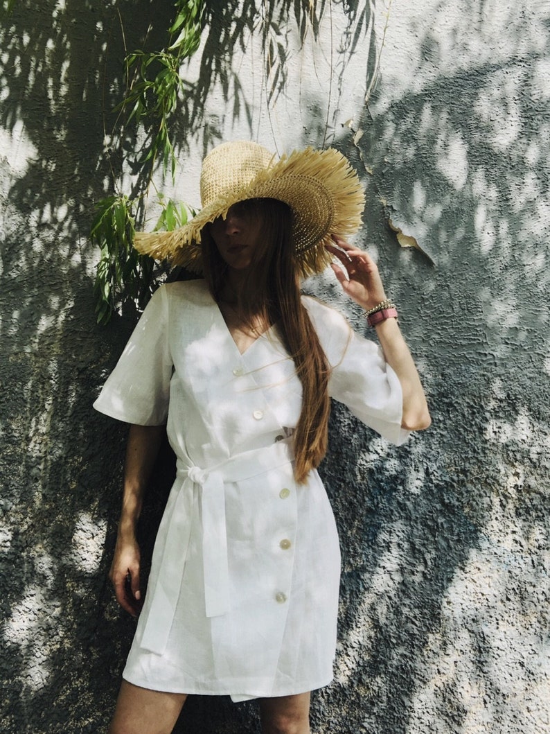 etsy linen wrap dress