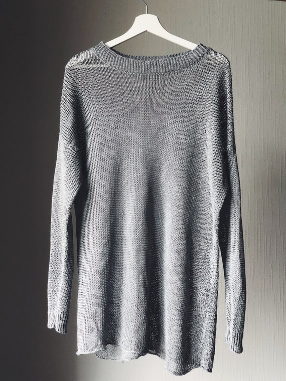 Black Oversized Tunic Linen Sweater 