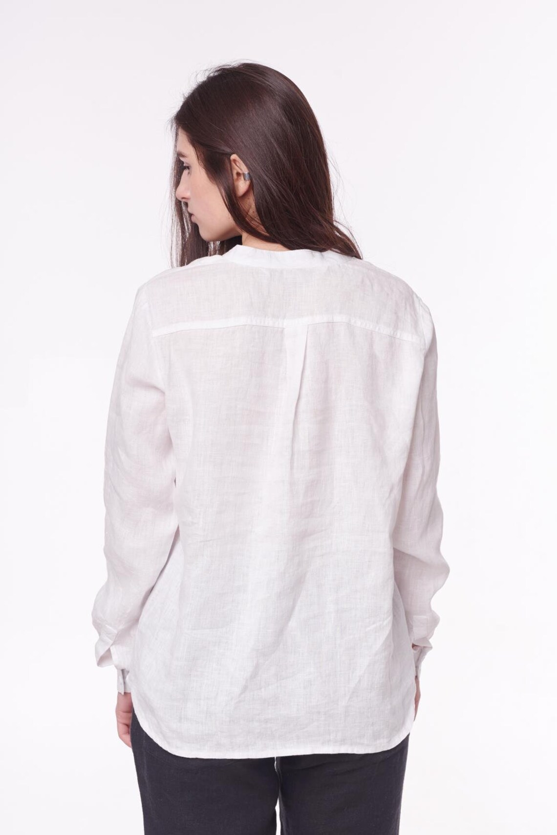 Black Linen Shirt Women Black Linen Blouse Organic Linen Etsy