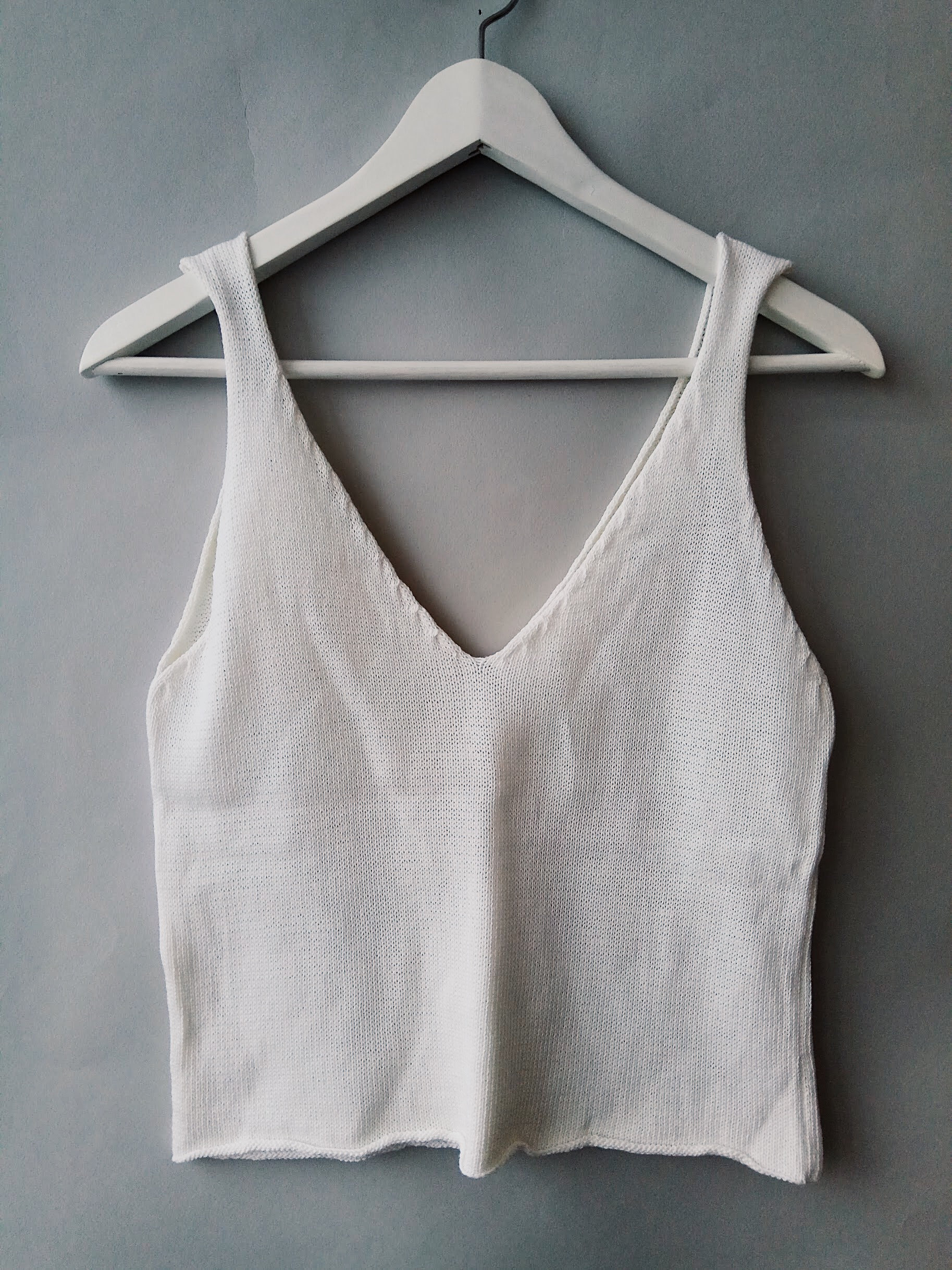 Linen Knit Tank Top White Boho Top Silk 