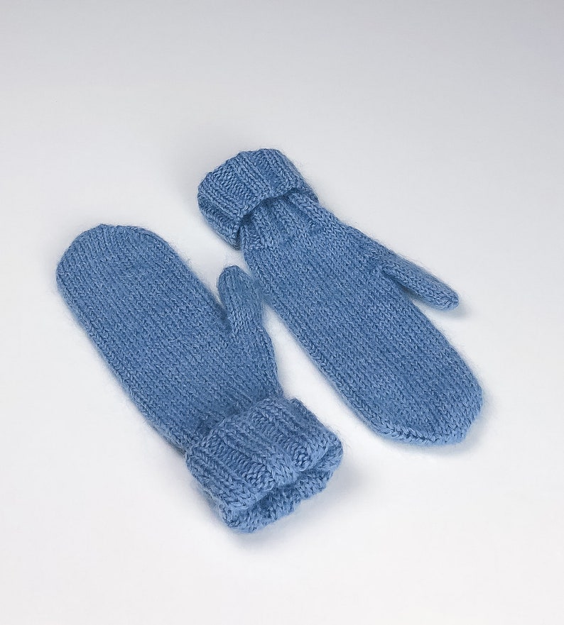 light blue mittens
