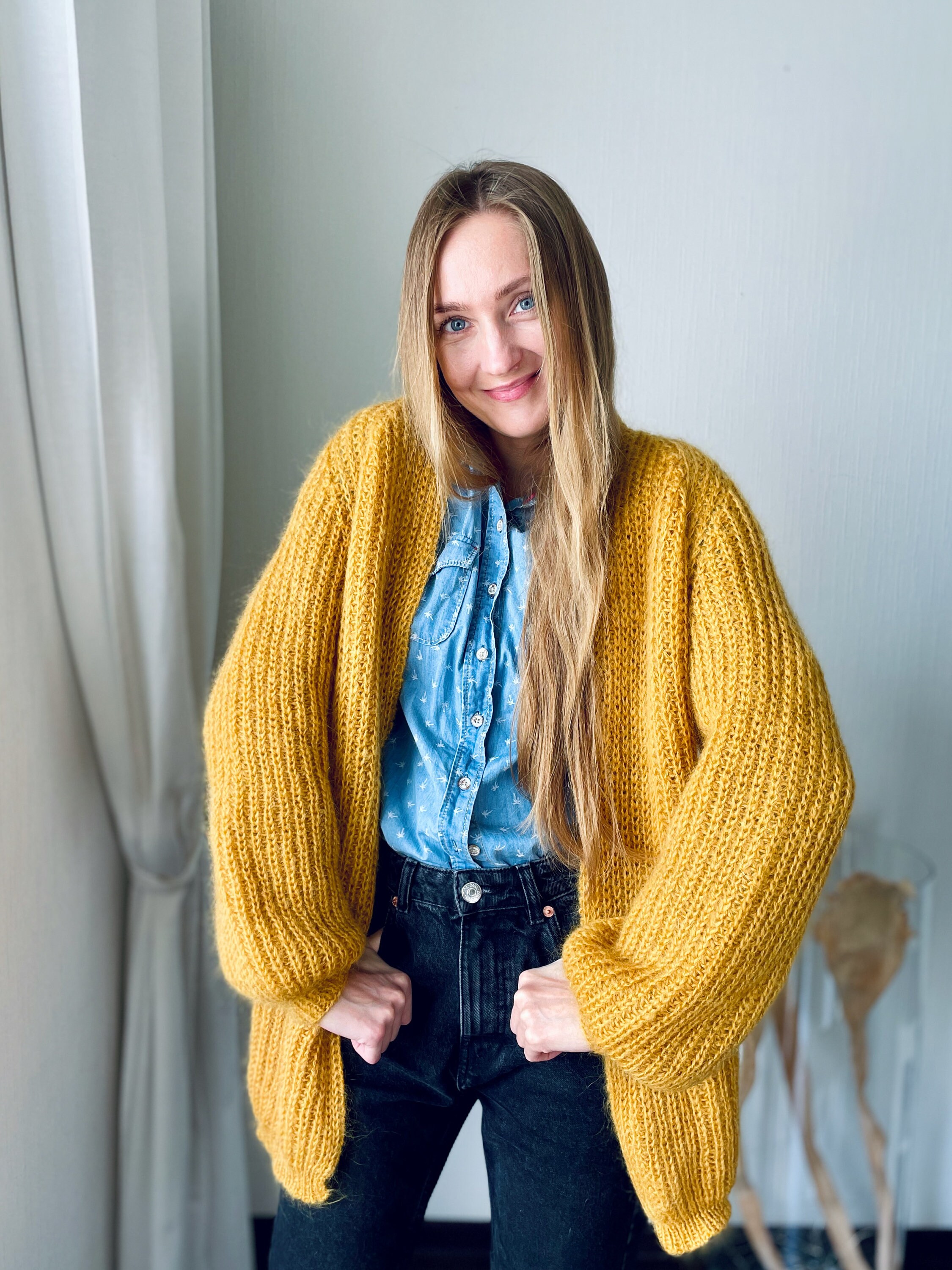 Mohair Long Cardigan Chunky Open Front Cardigan Hand Knit - Etsy