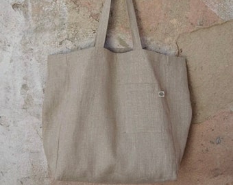 Large Heavy LINEN Tote Bag, Natural Linen Tote Bag, Linen Shopping Bag, Market Bag, Beach Bag, Reusable Bag, Linen Market Bag