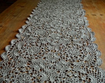 Hand Crochet Natural LINEN Table Runner, Table Decor, Rustic Decor, Gift Idea