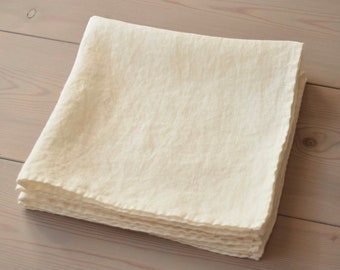 17x17 BeigeWhite A/&MT Floral Embroidered LinenCloth Reusable Dinner Napkins; Set of 4 pieces